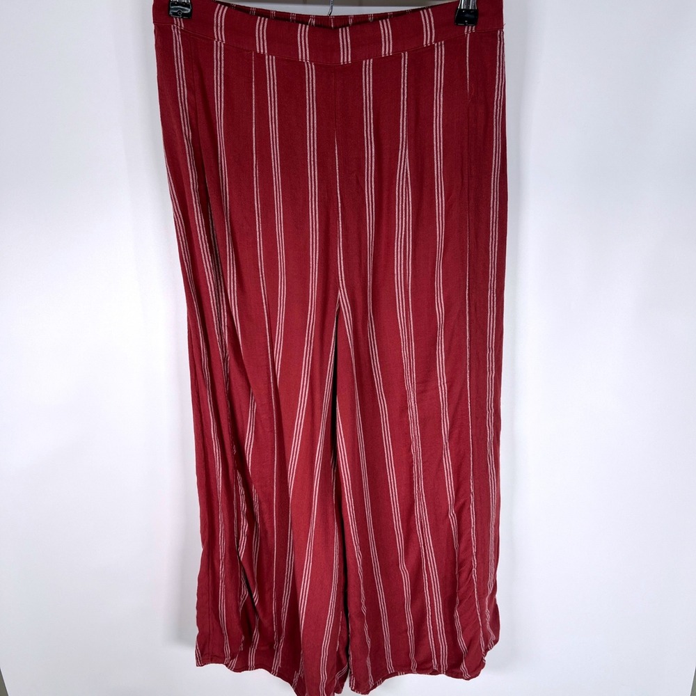American‎ Eagle Pants Med Mauve White Striped Wide Leg Cropped Gaucho Festival